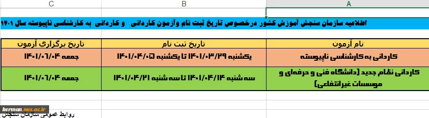 اطلاعیه  سازمان سنجش 2