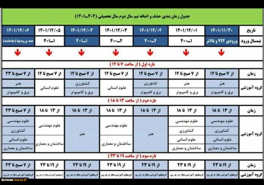 برنامه  زمانبندی حذف و اضافه 2