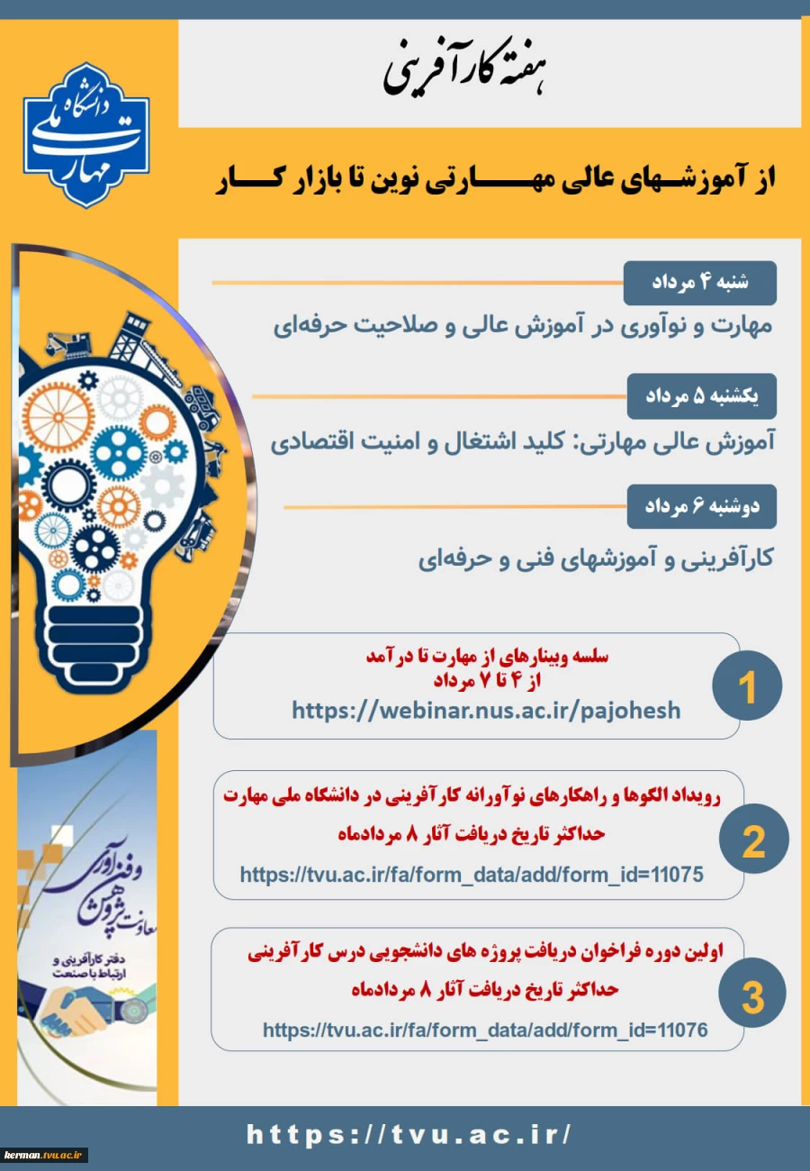 برگزاری سلسله وبینارهای آموزشی "از مهارت تا درآمد" 
 2