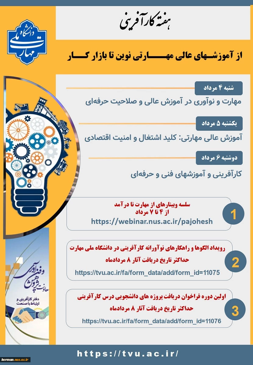 برگزاری سلسله وبینارهای آموزشی "از مهارت تا درآمد" 2